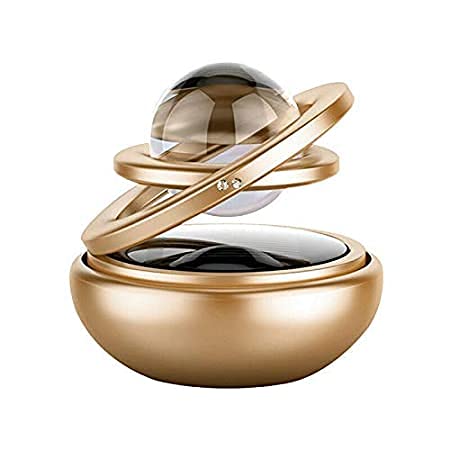 Metal Body Solar Powered Rotating Golden Solar Crystal Car Air Freshener Car Dashboard Accessory For Car Interior Decoration For All Cars