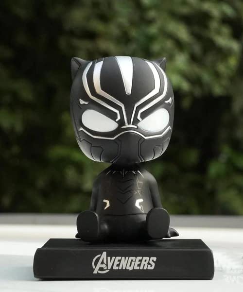 Super heroeses Black Panther Action Figure Limited Edition, Comics Character Wakanda Forever | Bobblehead with Mobile Holder for Car