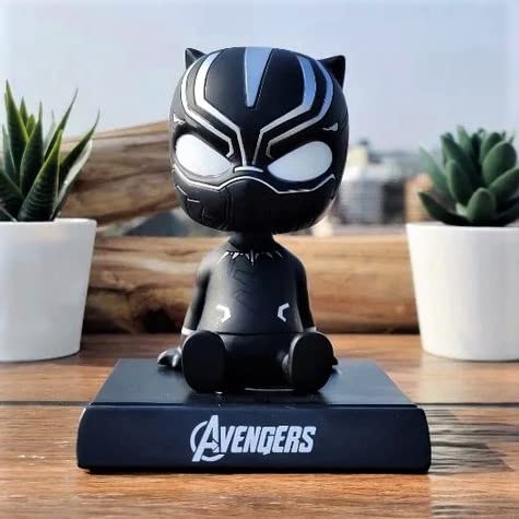 Super heroeses Black Panther Action Figure Limited Edition, Comics Character Wakanda Forever | Bobblehead with Mobile Holder for Car