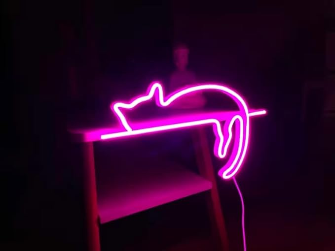 cat neon Sign | Art Decor Neon Light | Wall Art Signs Cute cat Decor | Gift LED Neon Lights | cat Wall Decor | Cat neon Decor