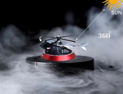 Solar Powered Car Perfume Diffuser/Dispenser | Helicopter Design, Auto Rotation Fan | For Car Dashboard with Perfume liquid & Organic Fragrance