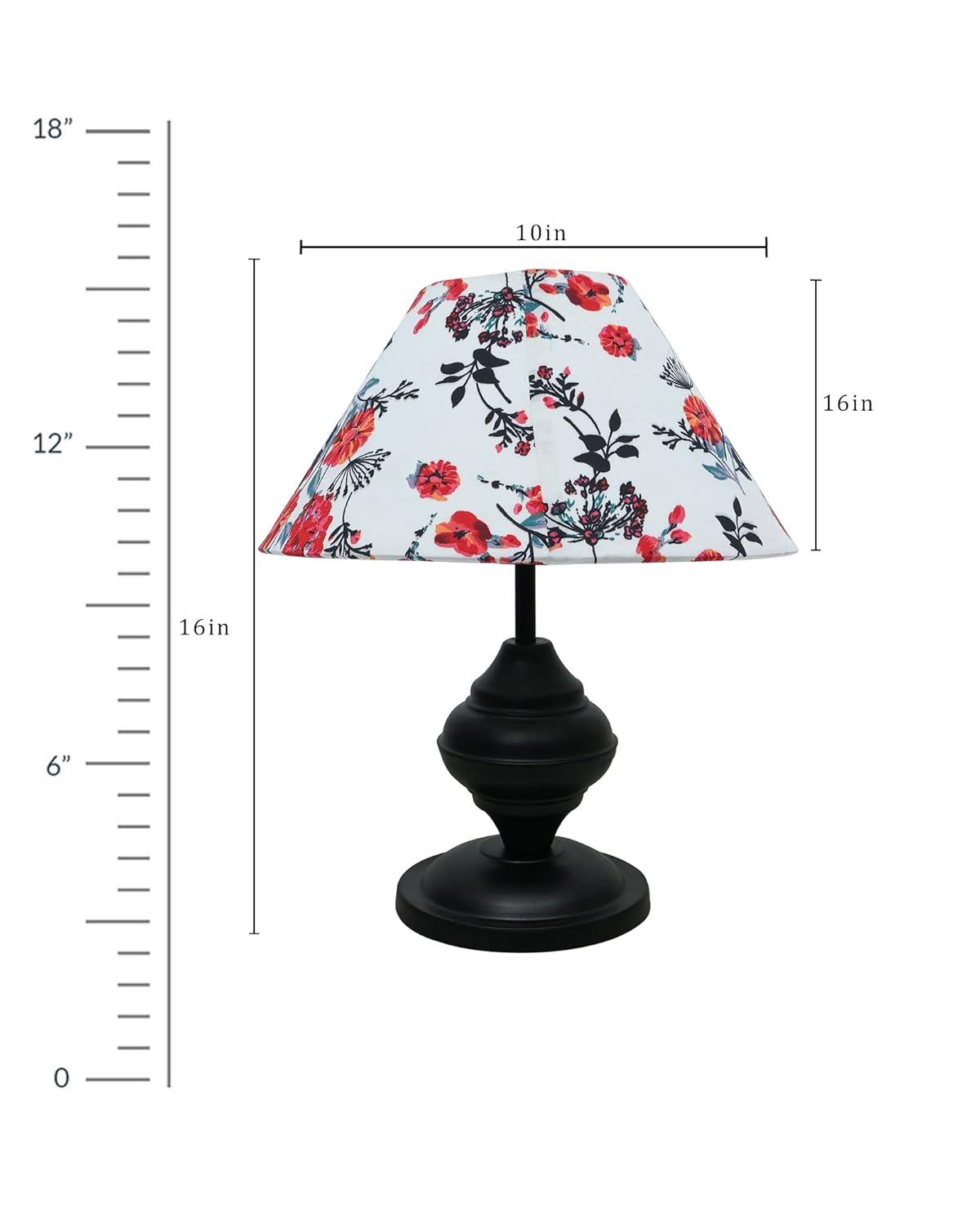 Black Metal Incandescent Table Lamp With Fabric Shade, B22 Holder, Urn,