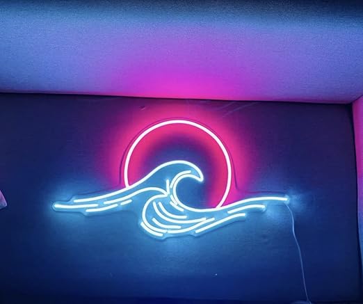 Wave Neon Sign -wave Acrylic Neon Sign Wall Decoration | Wave neon sign/Wave Neon Sign/Wave & Sun Led Lights