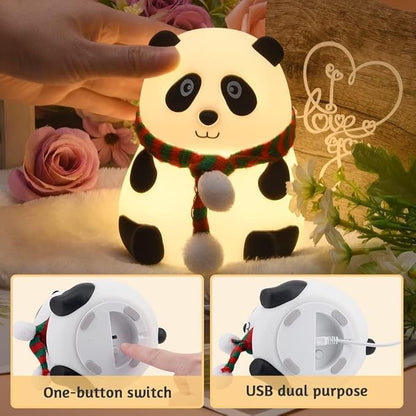 Panda Night Lamp, Panda Touch Silicone Lamp, 7 Colour Changing Light For Kids Bedroom, Usb Rechargeable,Birthday Gift For Girls And Boys (Close Eye), Multicolor, led