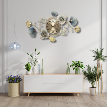 Metal Wall Clock - Floral Design with Silent Sweep Machine - Ideal Home Decor Items and Wall Decoration Items