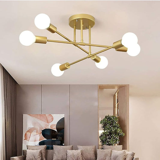 6-Light Ceiling Light for Living Room, Modern Metal Chandelier Light Fixture, Pendant Lights for Ceiling, Without E27 Bulb