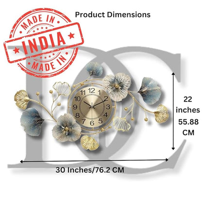 Metal Wall Clock - Floral Design with Silent Sweep Machine - Ideal Home Decor Items and Wall Decoration Items