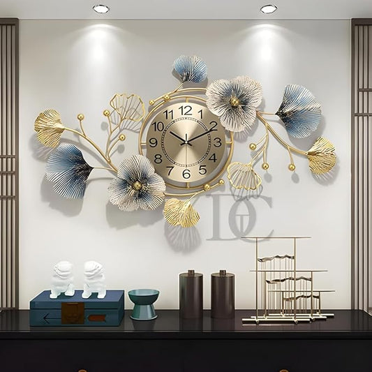 Metal Wall Clock - Floral Design with Silent Sweep Machine - Ideal Home Decor Items and Wall Decoration Items