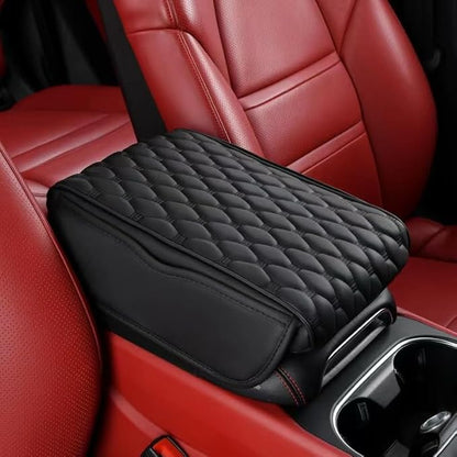 Arm-rest Cover Pad With Side Pockets, Universal Fit for SUV's, Car Armrest Seat Box Cover, Leather Auto Armrest Cover