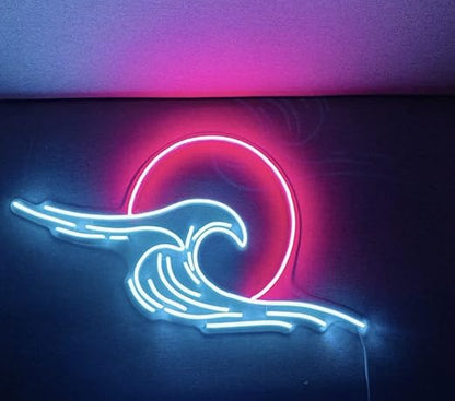 Wave Neon Sign -wave Acrylic Neon Sign Wall Decoration | Wave neon sign/Wave Neon Sign/Wave & Sun Led Lights