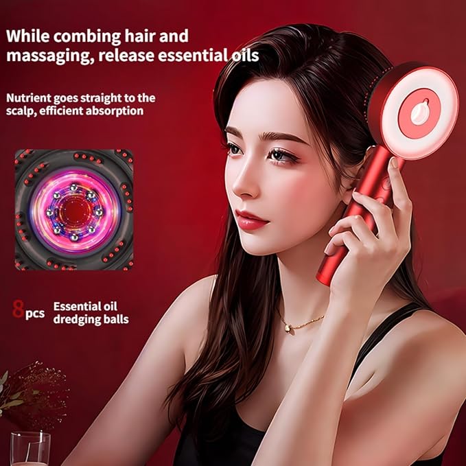 Premium Scalp Massaging Brush with Oil Applicator - Cordless Electric Massager for Scalp & Hair