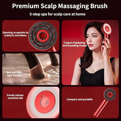 Premium Scalp Massaging Brush with Oil Applicator - Cordless Electric Massager for Scalp & Hair