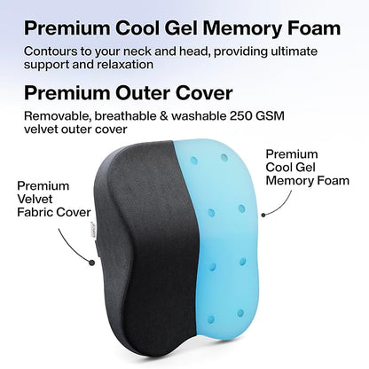 Car Neck Rest Pillow | 2 Years Warranty | Memory Foam Neck Pillow for Car, Car Seat Head Rest Cushion for Neck & Cervical Support - Relieves Neck Pain (Medium, Black, Pack of 1)