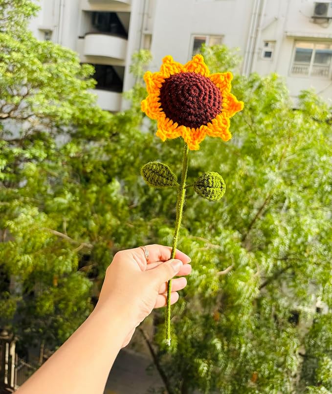 3PCS Crochet Flowers, Artificial Flowers, Flowers, Crochet Sunflower Decor, Handmade Crochet Flowers Woven Sunflowers