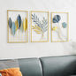 Gold Leaf Wall Decor Modern Wall Art Home Decor, Set of 3 Metal Wall Hanging Decoration