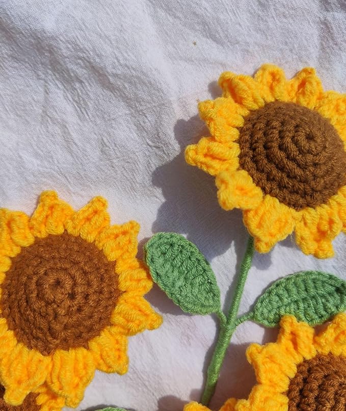 3PCS Crochet Flowers, Artificial Flowers, Flowers, Crochet Sunflower Decor, Handmade Crochet Flowers Woven Sunflowers