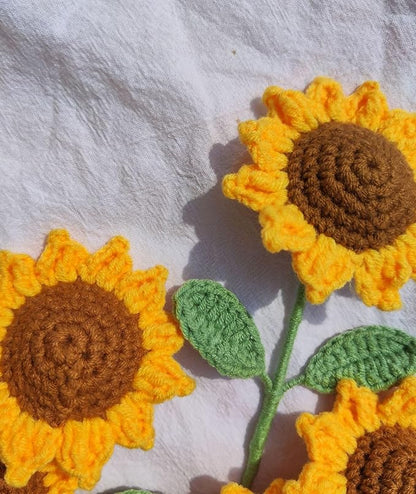 3PCS Crochet Flowers, Artificial Flowers, Flowers, Crochet Sunflower Decor, Handmade Crochet Flowers Woven Sunflowers